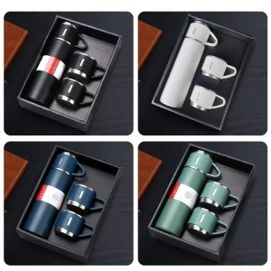 Vacuum Flask Set 3 Cup 500 Ml Double-layer Stainless Steel Vacuum Flask Set ( Random Color )