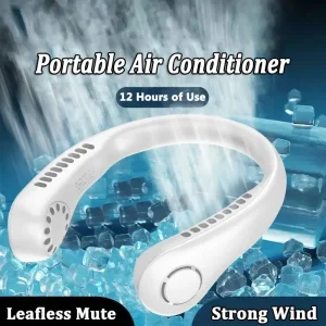 X5 Leafless Hanging Neck Fan with Adjustable Neck Band – Portable Rechargeable Neck Fan – Neck Fan For Summer