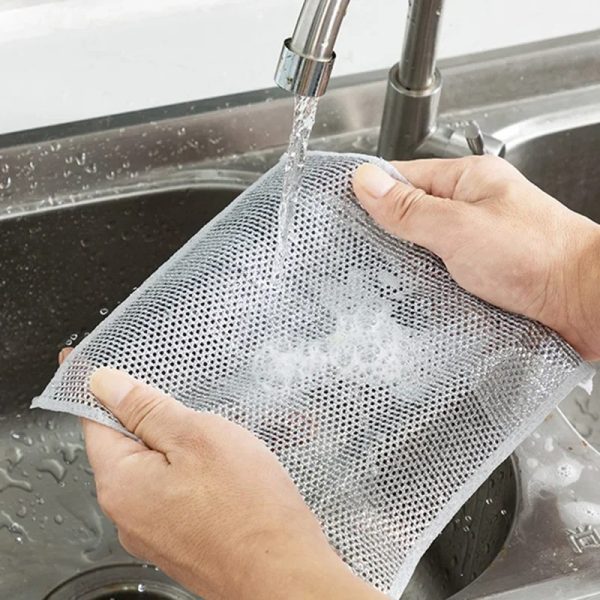 Combo Deal Disposable Food Cover Plastic Wrap 100 Pcs + 2 Pcs Dishwashing Rug | Reusable elastic food storage covers & Metal Wire Dish Washing Rugs For Kitchen - Image 8