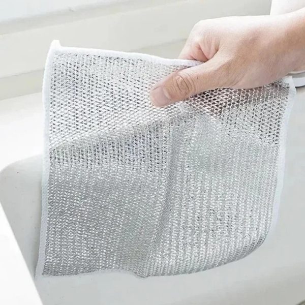 Combo Deal Disposable Food Cover Plastic Wrap 100 Pcs + 2 Pcs Dishwashing Rug | Reusable elastic food storage covers & Metal Wire Dish Washing Rugs For Kitchen - Image 7