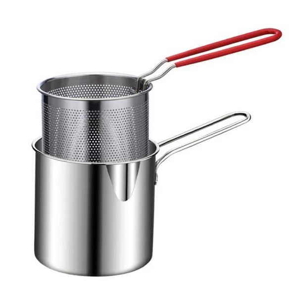 Stainless Steel Deep Fryer Frying Pot With Strainer 12ML Capacity | Basket Deep Fryer Pot for Baking Frying Boiling Home Kitchen - Image 5