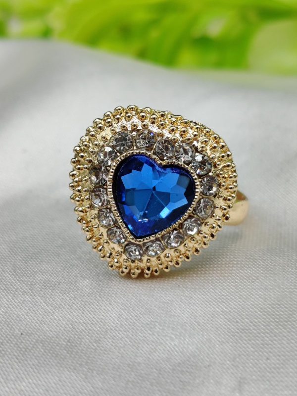 1 Piece Imported Heartfelt Elegance Blue Crystal Ring | Adjustable Ring – Timeless Charm 💙 | Best Quality Adjustable Ring For Girls & Women - Image 3