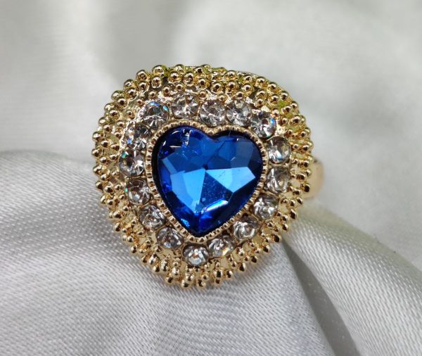 1 Piece Imported Heartfelt Elegance Blue Crystal Ring | Adjustable Ring – Timeless Charm 💙 | Best Quality Adjustable Ring For Girls & Women