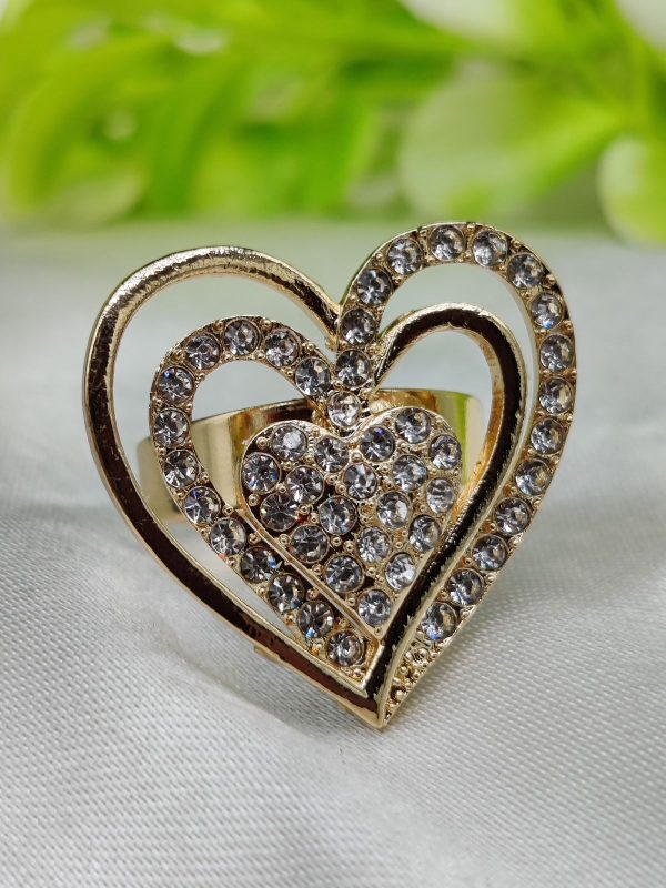 1 Piece Imported Radiant Double Heart Crystal Ring – A Love That Shines 💎❤️ | Best Quality Adjustable Ring | Ring For Girls & Women - Image 3