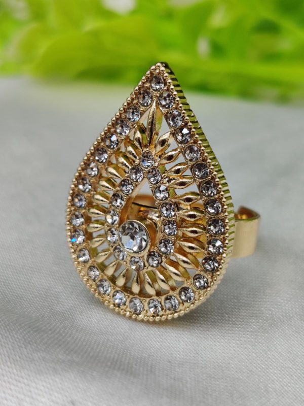 1 Piece Import Radiant Teardrop Crystal Embellished Ring | Best Quality Adjustable Ring For Girls & Women | Ring For Every Occasion - Image 3