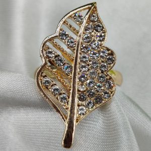 1 Piece Imported Elegant Crystal-Studded Leaf Ring | Best Quality Ring For Girls & Women | Adjustable Ring | Elegant Design Ring For Every Occasion 
