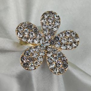 1 Piece Imported Sparkling Floral Crystal Ring – Radiant Elegance in Every Petal! | Luxurious Design Ring | Adjustable Ring | Ring For Girls & Women