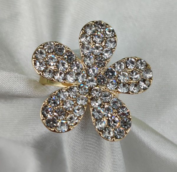 1 Piece Imported Sparkling Floral Crystal Ring – Radiant Elegance in Every Petal! | Luxurious Design Ring | Adjustable Ring | Ring For Girls & Women