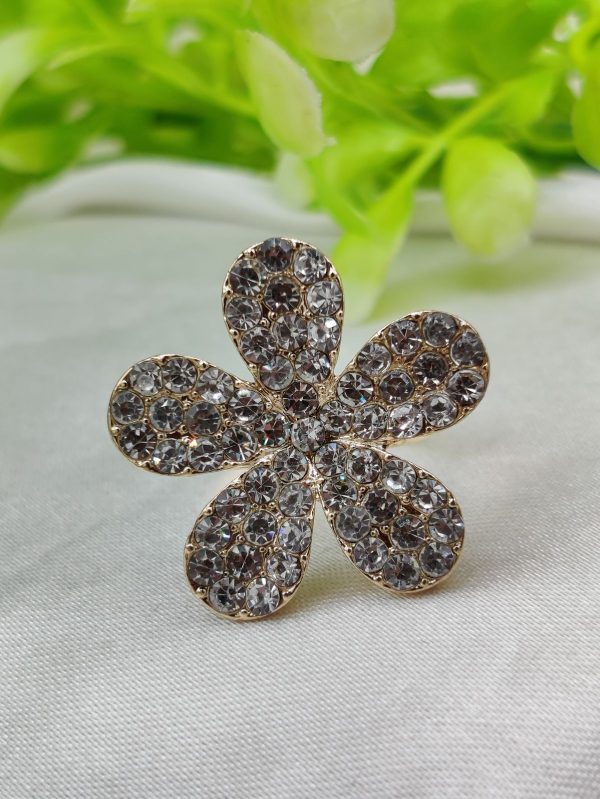 1 Piece Imported Sparkling Floral Crystal Ring – Radiant Elegance in Every Petal! | Luxurious Design Ring | Adjustable Ring | Ring For Girls & Women - Image 2