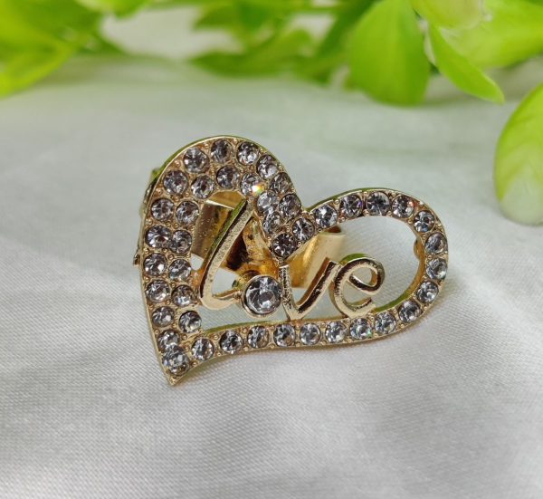 1 Piece Imported Radiant Love Heart Crystal Ring - Shimmer with Elegance | Luxurious Design Ring | Adjustable Ring | Ring For Girls & Women - Image 3