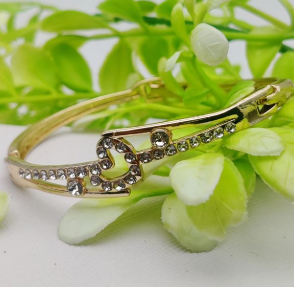Adjustable Heart Charm Bracelet with Crystal Embellishments - Imported Elegance | Best Quality Artificial Bracelet For Girls & Women | Bracelet For Every Occasion | Elegant Design - Image 3