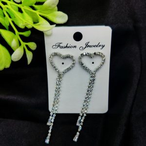Imported Heart Drop Long Earrings – Tarnish-Free Sparkle for Every Occasion | Girls Earrings | Women Earrings | Jewellery 