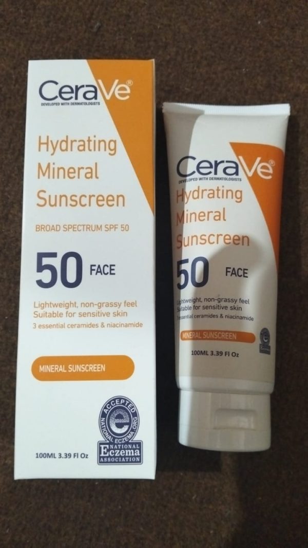 CeraVe Hydrating Mineral Sunscreen SPF 50 | 100 ML - CeraVe Hydrating SunBlock | Broad Spectrum SPF 50 - Image 6
