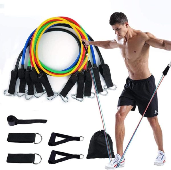 11 Piece Power Resistance Band Set Strength Training Yoga Sports Fitness Band Equipment for Men and Women - Image 3