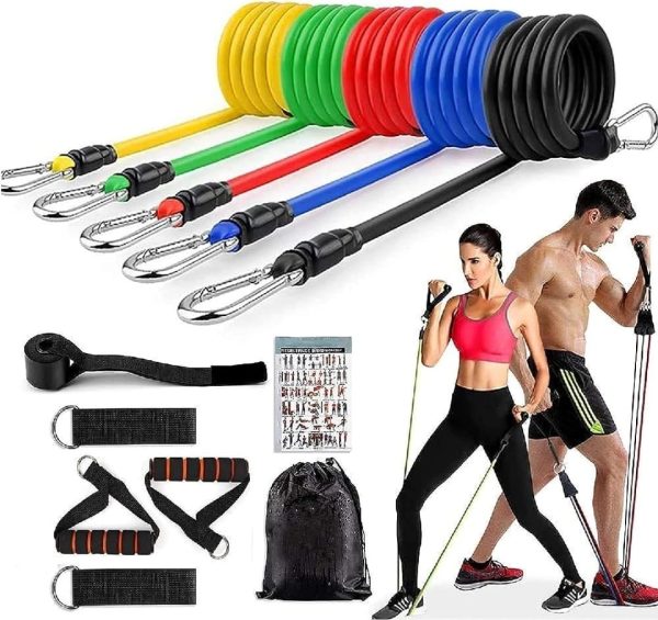 11 Piece Power Resistance Band Set Strength Training Yoga Sports Fitness Band Equipment for Men and Women - Image 5