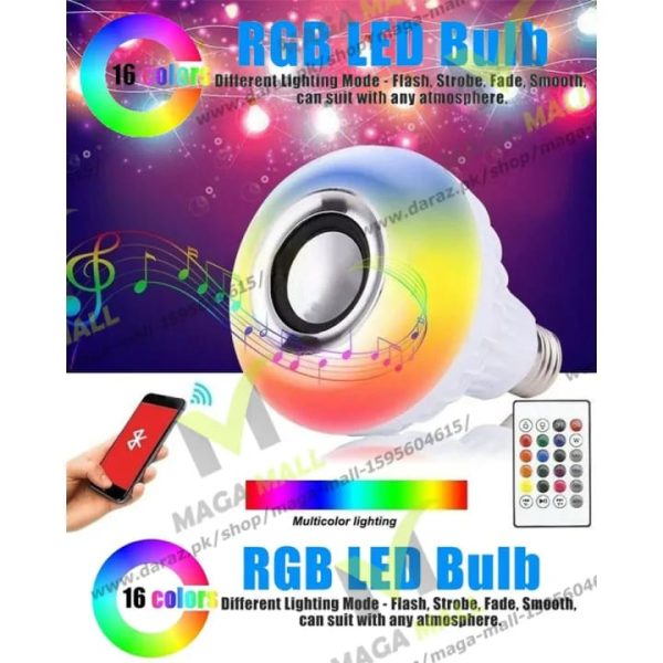 Smart LED Light Bulb with Built-in Bluetooth Speaker + Remote | Best Quality Bluetooth Speaker - Image 4