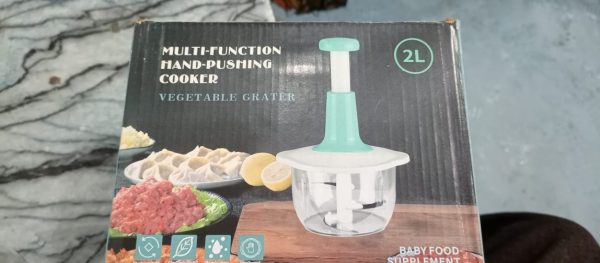 Manual Hand Push Chopper | Multi-functional Vegetable Meat Grinder, Grater, Chopper -2 Liter (Random Color) - Image 3