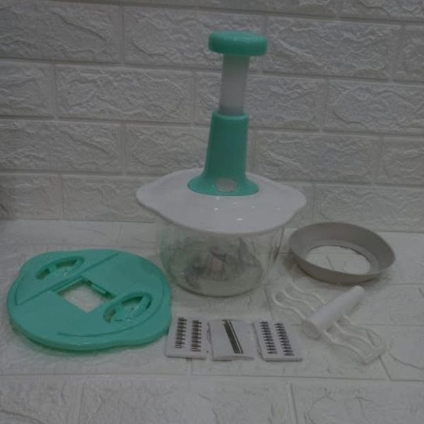 Manual Hand Push Chopper | Multi-functional Vegetable Meat Grinder, Grater, Chopper -2 Liter (Random Color) - Image 2