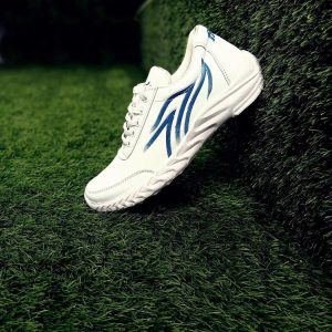 Men's Athletic Running Sneakers -JF019, White With Blue Lines