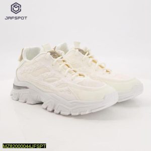 Jafspot Men's Mesh And Pu Leather Sneakers, White