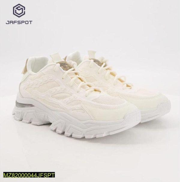 Jafspot Men's Mesh And Pu Leather Sneakers, White