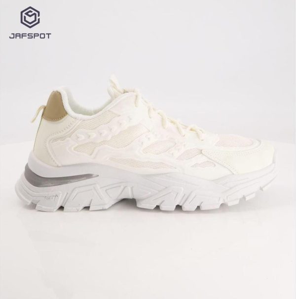 Jafspot Men's Mesh And Pu Leather Sneakers, White - Image 2
