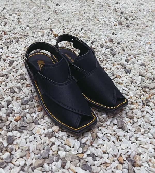 Jafspot -Men's Handmade new Peshawari Chappal, JF017, Black - Image 2