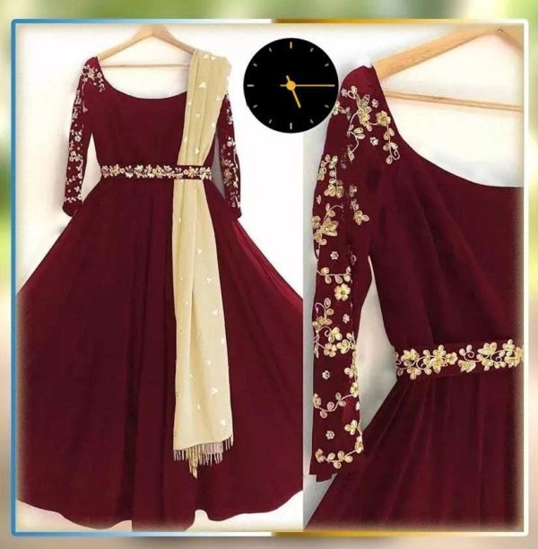 3 Pcs Women's Stitched Shamoz Silk Embroidered Maxi - Image 2