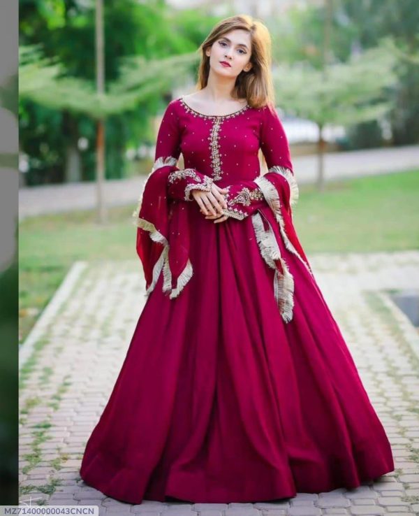 3 Pcs Women's Stitched Chiffon Embroidered Maxi Suit