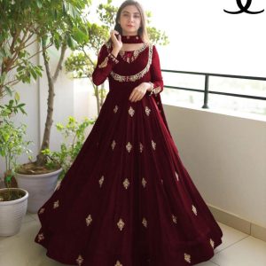 2 Pcs - Sequence Boti With Thread Zarri Work On Sleeves, Front Body Maxi With Trouser