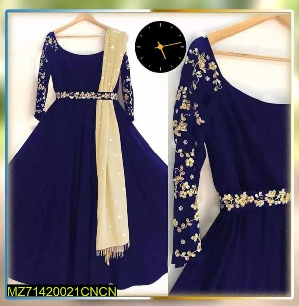 3 Pcs Women's Stitched Shamoz Silk Embroidered Maxi - Image 3