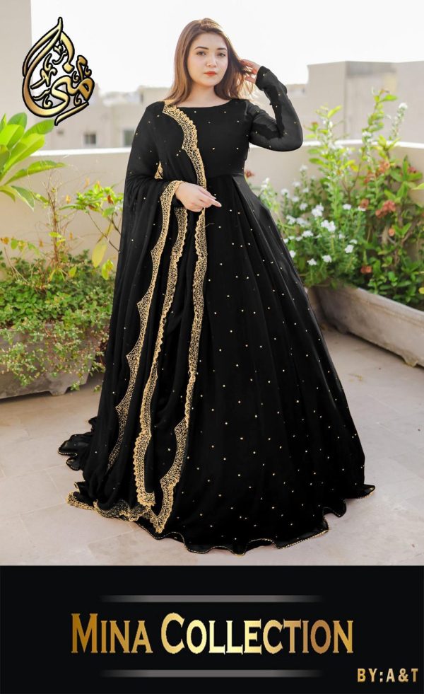 3 Pcs Women's Stitched Embroidered Maxi Suit