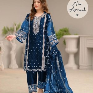 Embroidered Organza Suit Set - 3 Pcs for Women