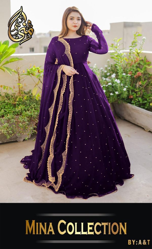 3 Pcs Women’s Stitched Embroidered Maxi Suit
