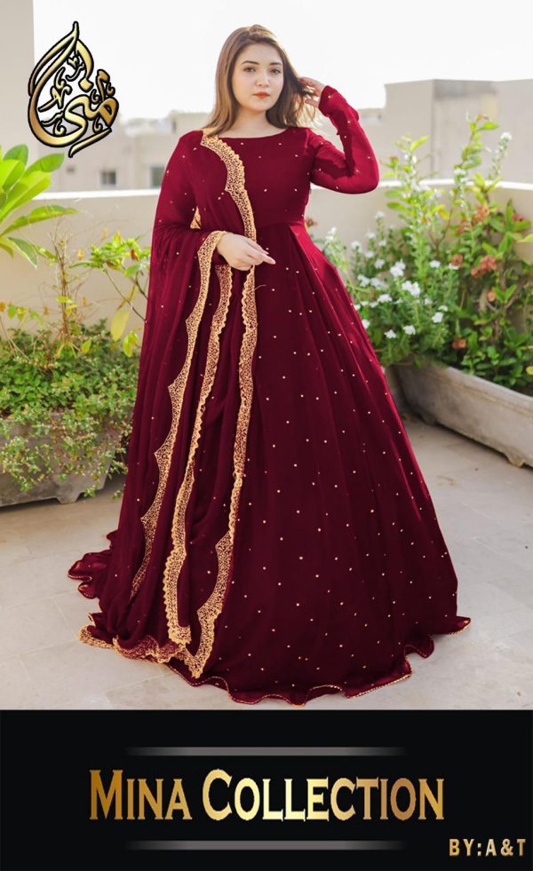 3 Pcs Women’s Stitched Embroidered Maxi Suit