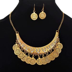 Palace vintage carved rhinestone necklace coins tassel sweater chain dance accessories vintage accessories coin jewelry
