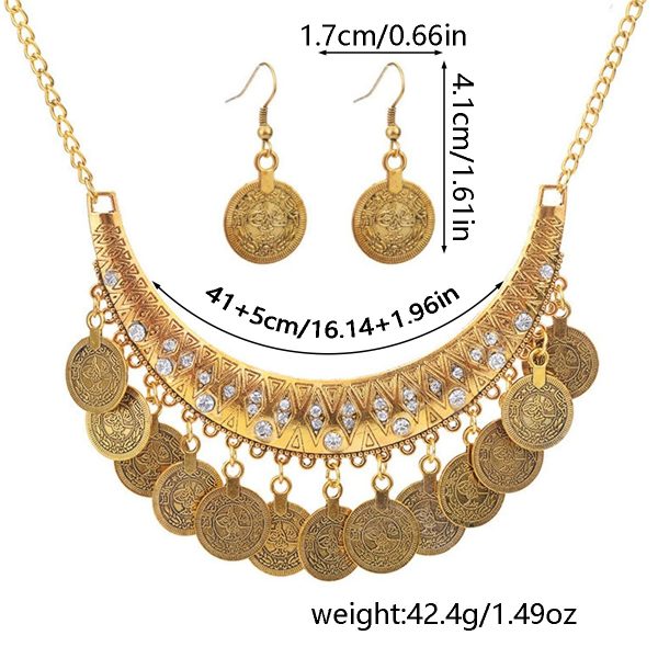 Palace vintage carved rhinestone necklace coins tassel sweater chain dance accessories vintage accessories coin jewelry - Image 5
