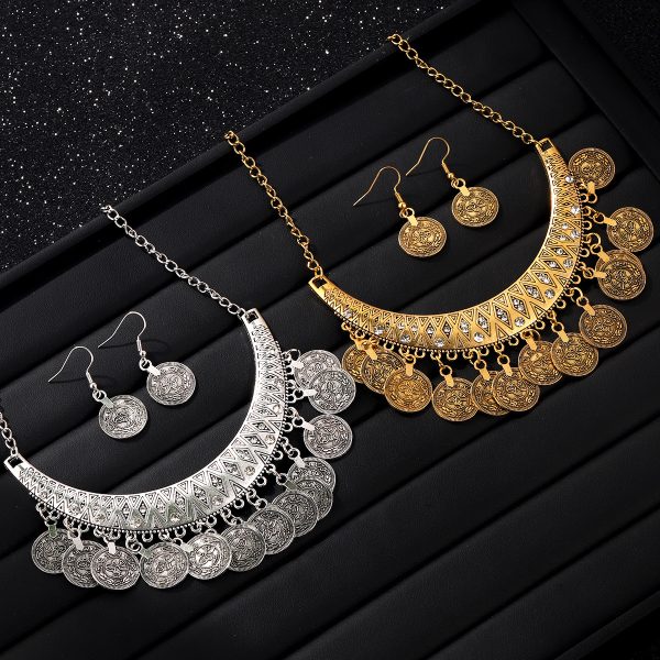 Palace vintage carved rhinestone necklace coins tassel sweater chain dance accessories vintage accessories coin jewelry - Image 3