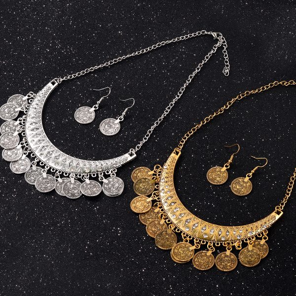 Palace vintage carved rhinestone necklace coins tassel sweater chain dance accessories vintage accessories coin jewelry - Image 2