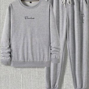 2 Pcs Unisex Dri Fit Printed Sweatshirt Track Suit