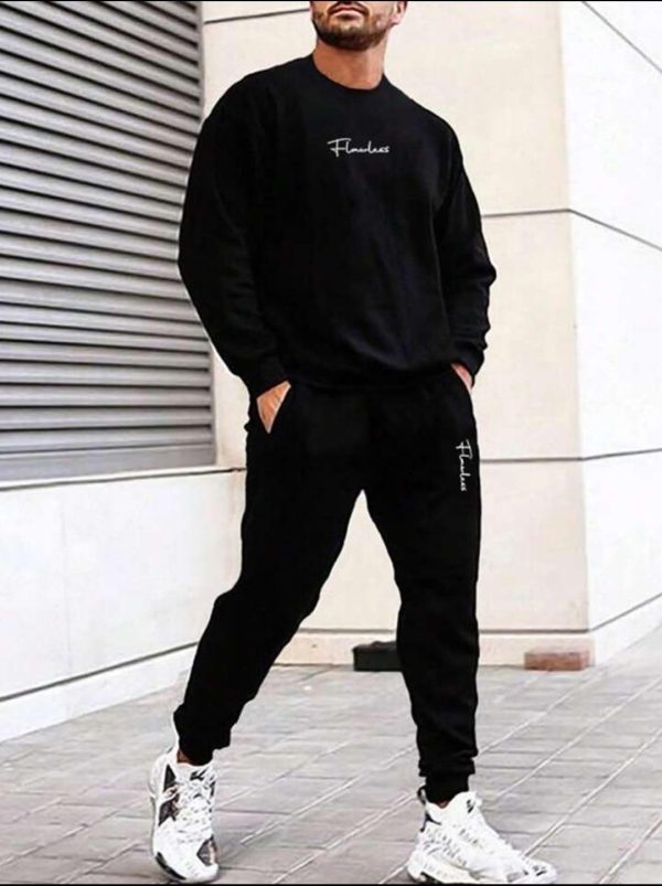 2 Pcs Unisex Dri Fit Printed Sweatshirt Track Suit - Image 4