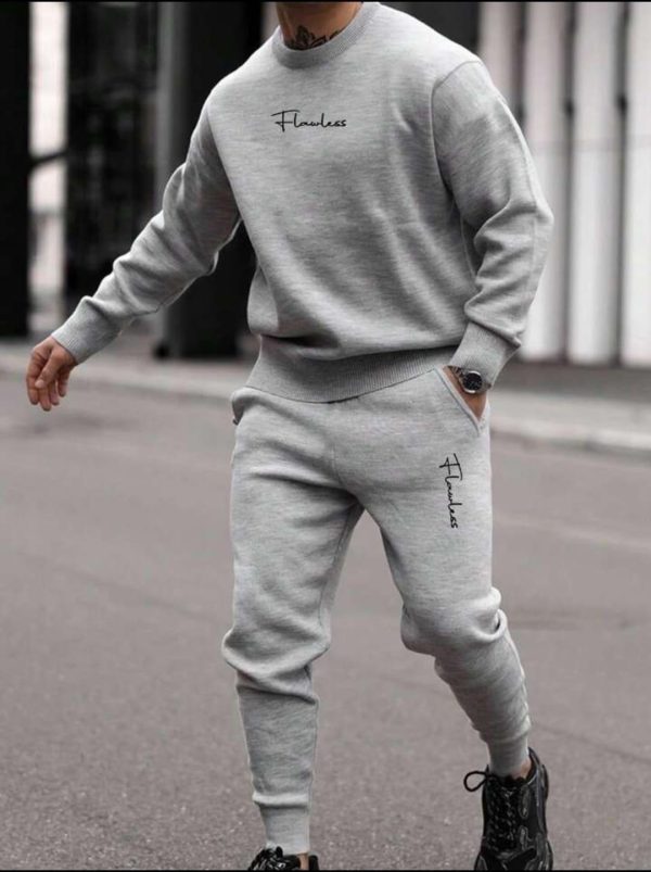 2 Pcs Unisex Dri Fit Printed Sweatshirt Track Suit - Image 3