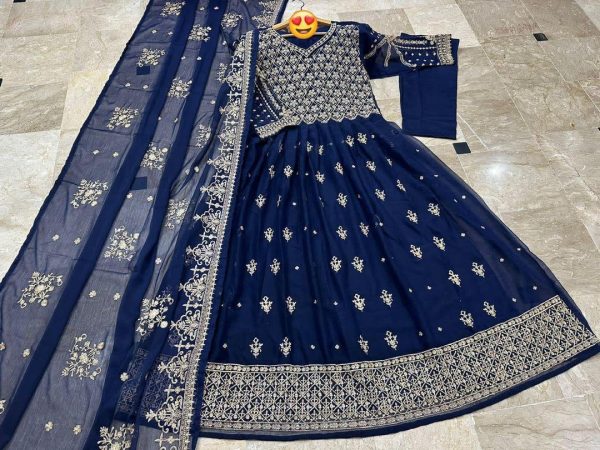 3 Pcs Women's Stitched Embroidered Maxi Suit - Image 3