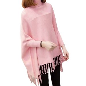 Stylish Pink Fleece Poncho - Free Size, Ready to Wear & Fits All | Best Quality Top For Girls - Best Quality Poncho For Winter - Pink Color