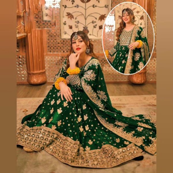 3 Pcs Women's Stitched Embroidered Maxi Suit - Image 3