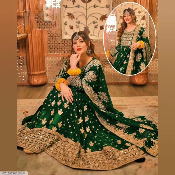 3 Pcs Women's Stitched Embroidered Maxi Suit