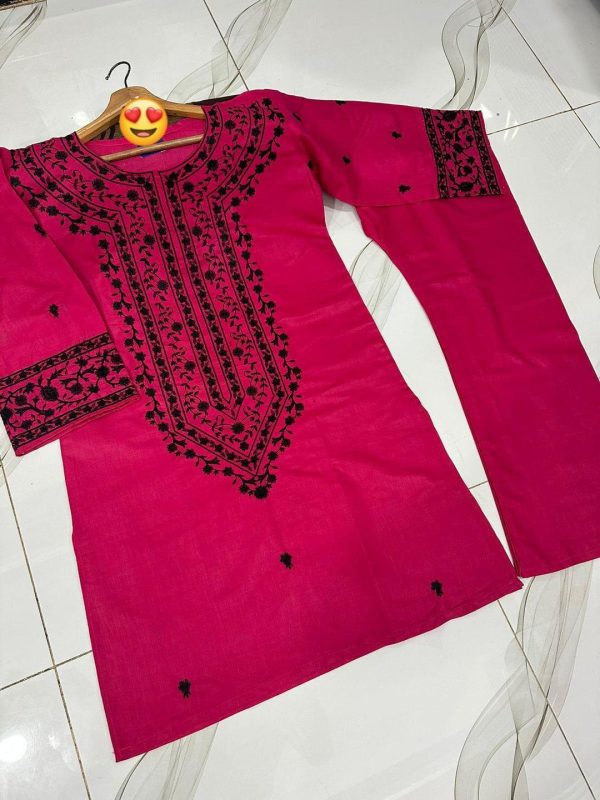 2 Pcs Women's Stitched Embroidered Shirt And Trouser - Image 2