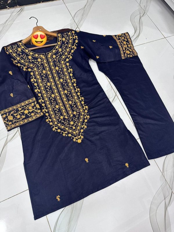 2 Pcs Women's Stitched Embroidered Shirt And Trouser - Image 2