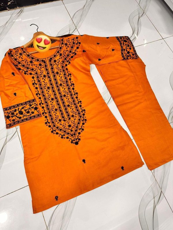 2 Pcs Women's Stitched Embroidered Shirt And Trouser - Image 2