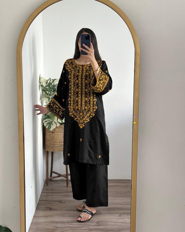 2 Pcs Women's Stitched Embroidered Shirt And Trouser - Image 2
